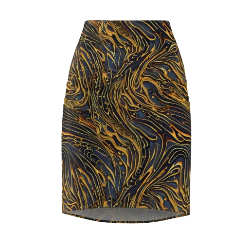 Aurum Drift on a Pencil Skirt