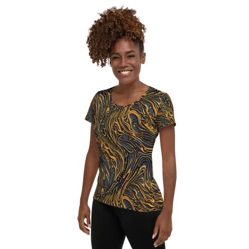 Aurum Drift on a Women's Athletic T-Shirt