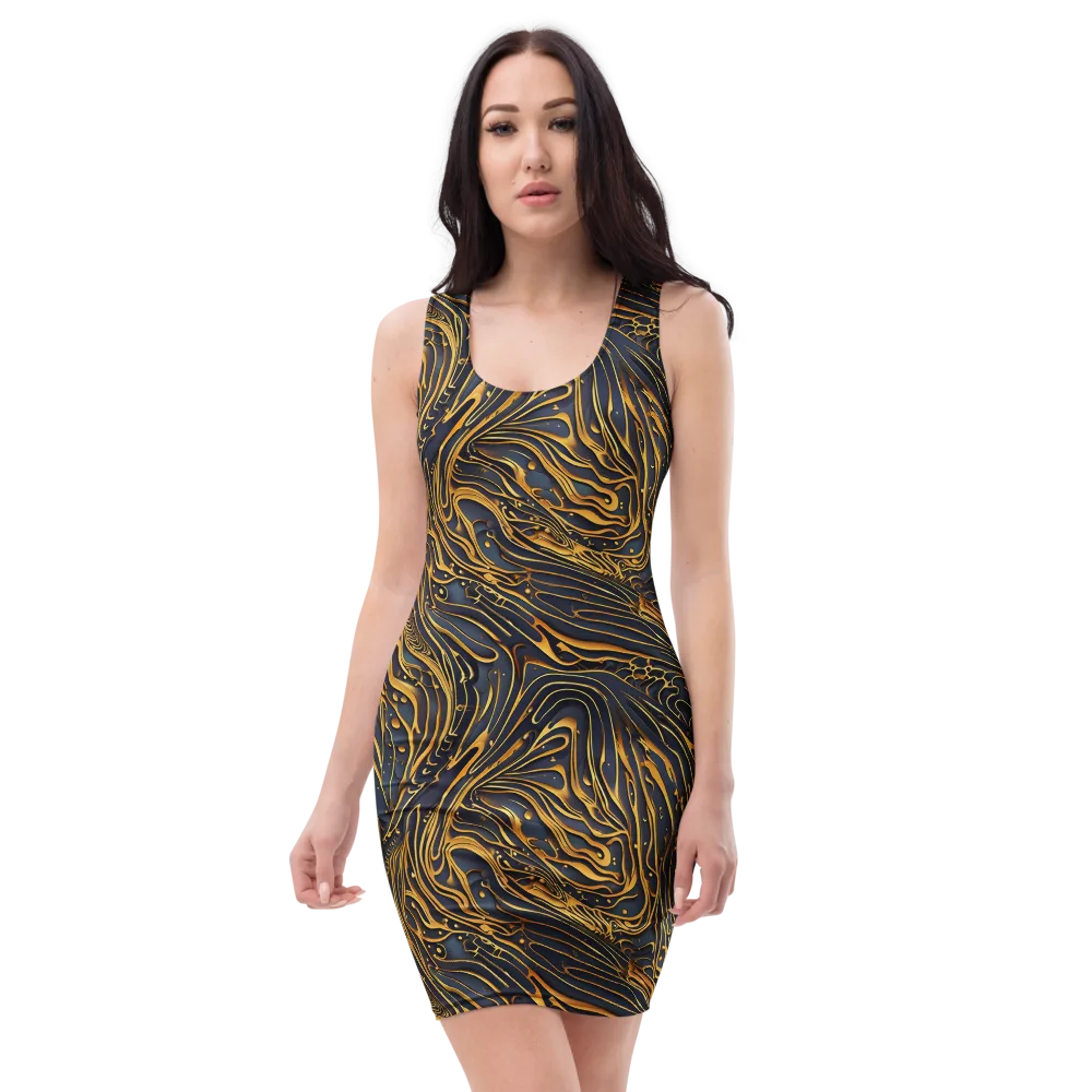 Aurum Drift on Bodycon Dress — Front
