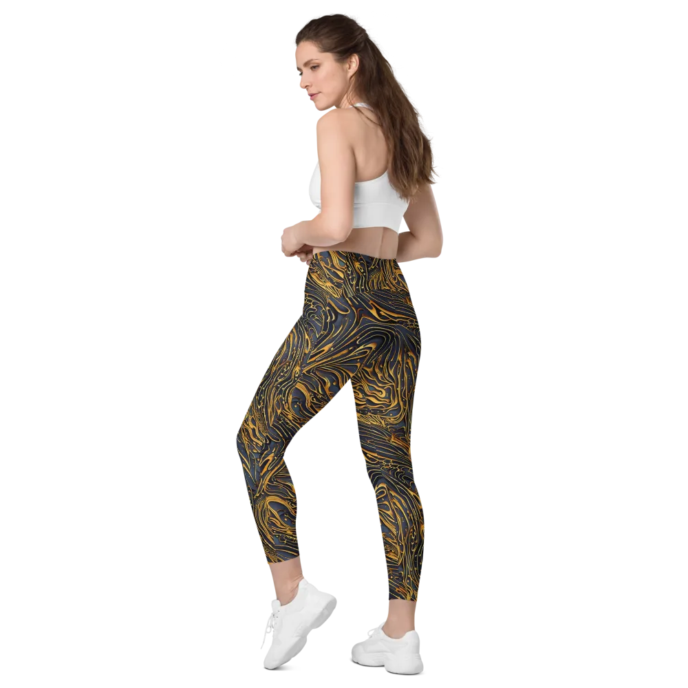 Aurum Drift on Leggings with Pockets — Left Back