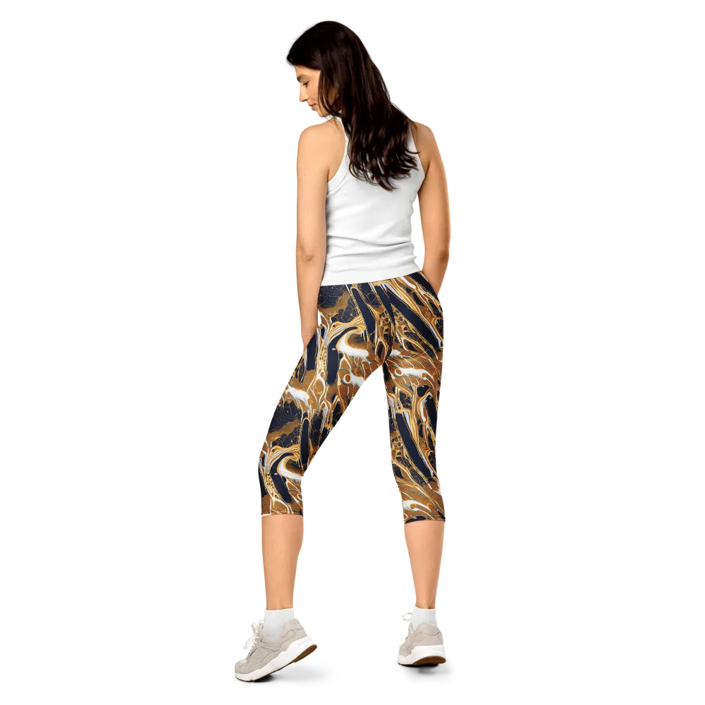 Molten Filigree on Capri Leggings — Back