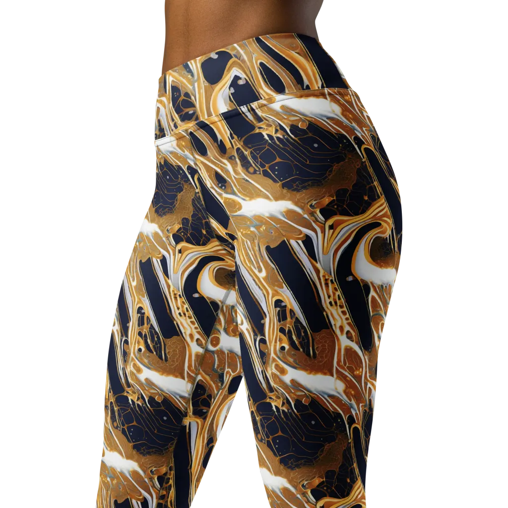 Molten Filigree on Yoga Leggings — Left Front