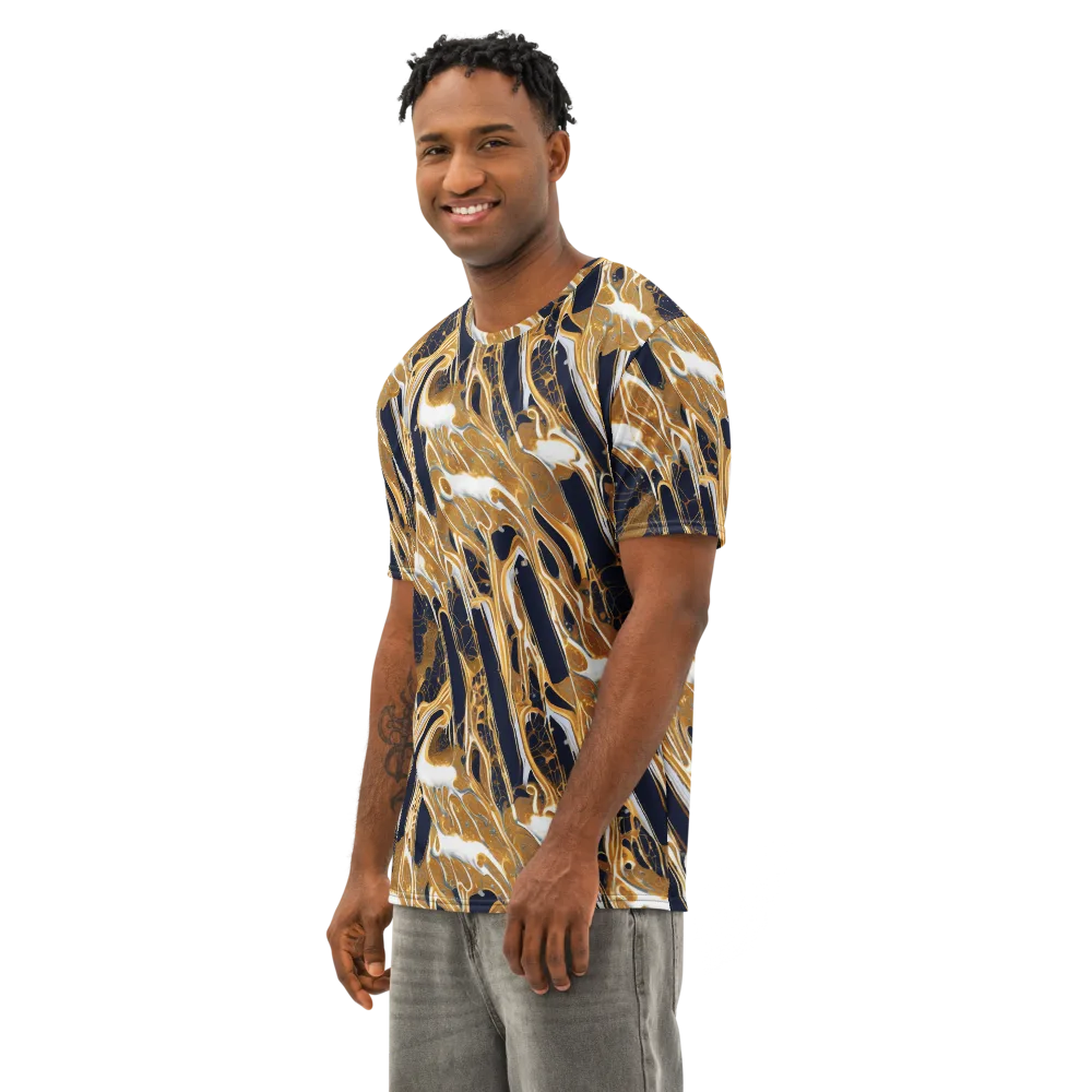 Molten Filigree on Men's Cotton Crew Neck T-Shirt — Left Front