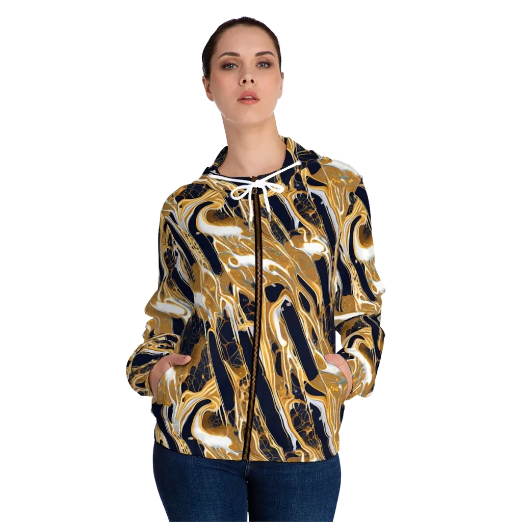 Molten Filigree on Women's Full-Zip Hoodie — Front On Person