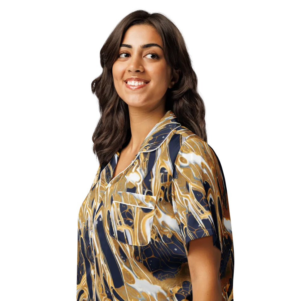 Molten Filigree on Women's Short Sleeve Pajama Top — Left Front