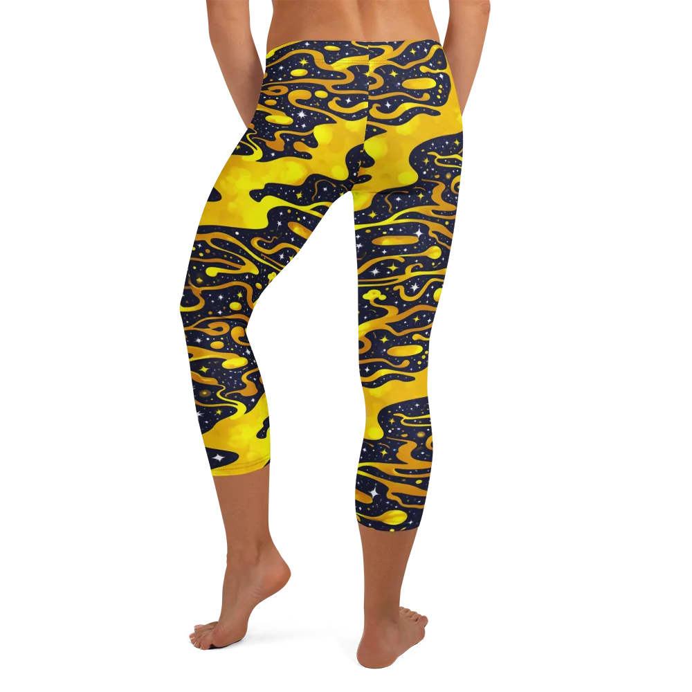 Gold Nebula on Capri Leggings — Back