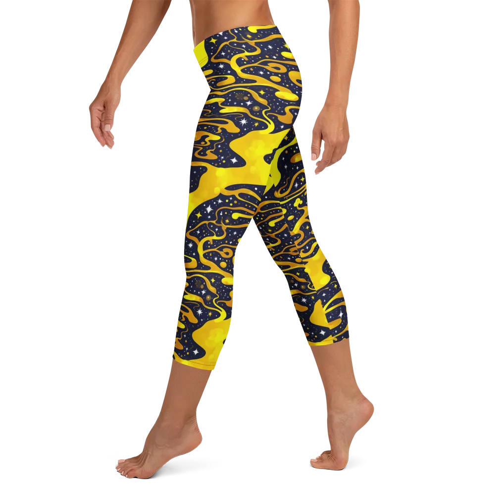 Gold Nebula on Capri Leggings — Left