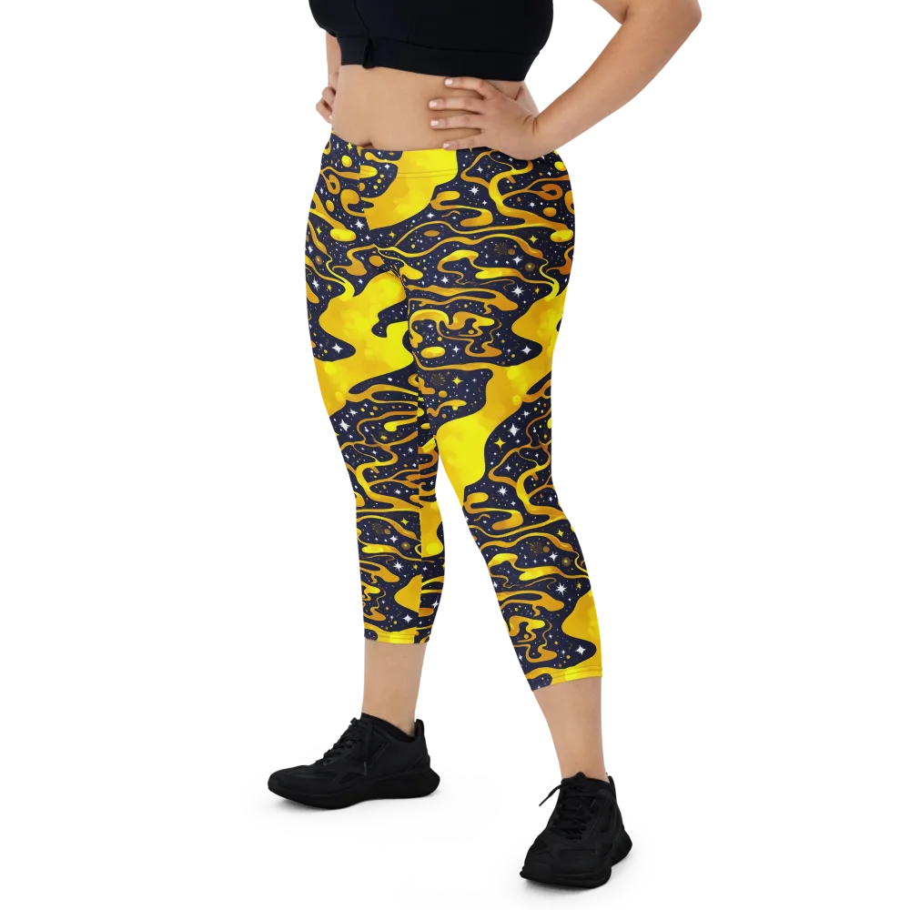Gold Nebula on Capri Leggings — Front