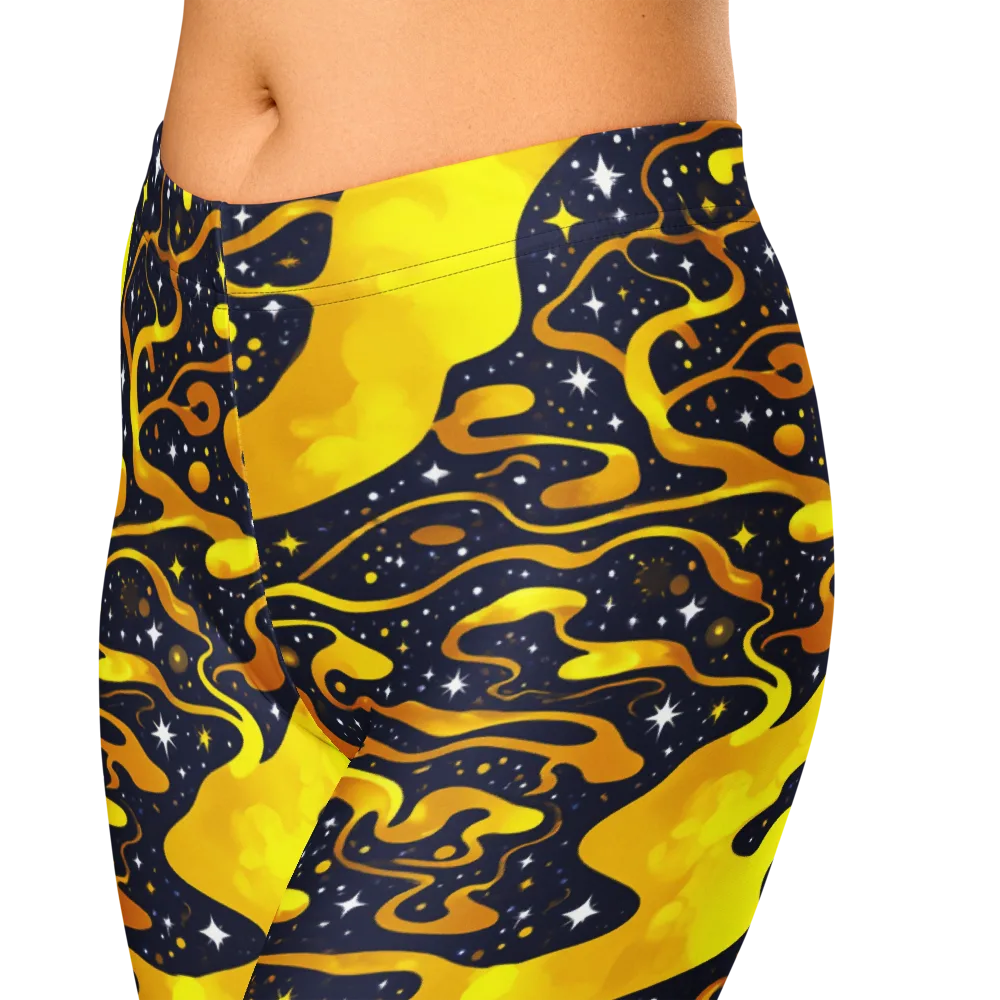 Gold Nebula on Capri Leggings — Zoomed-in