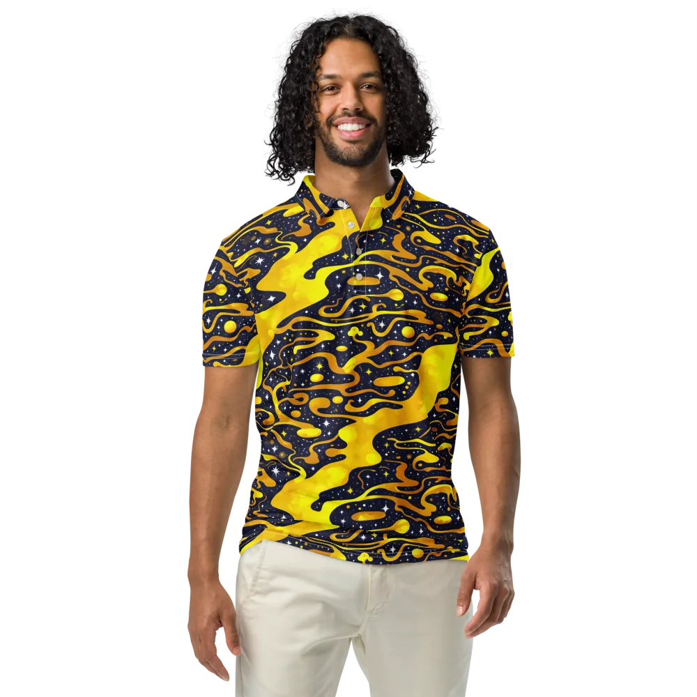 Gold Nebula on Men's Slim Fit Polo Shirt — Front
