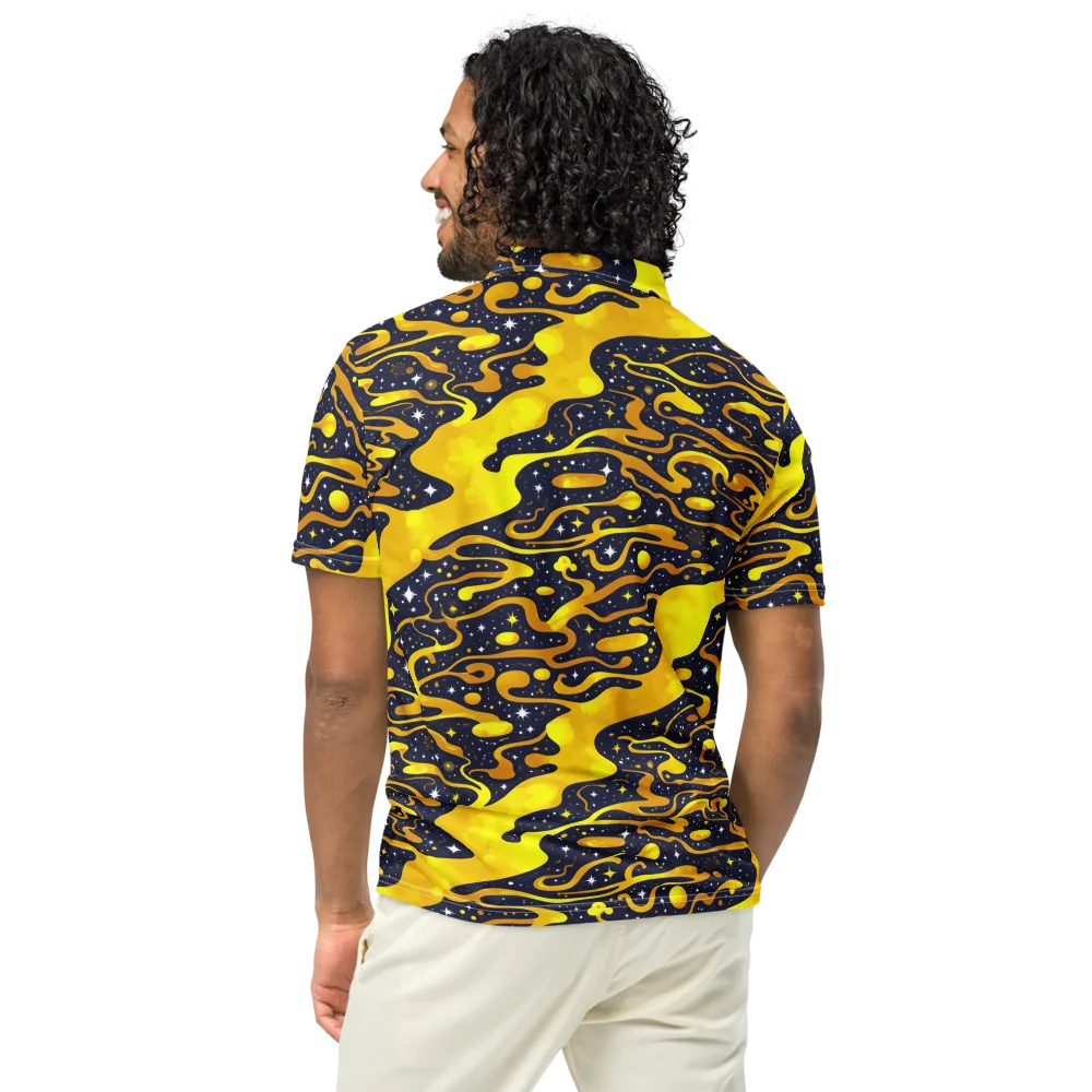 Gold Nebula on Men's Slim Fit Polo Shirt — Back