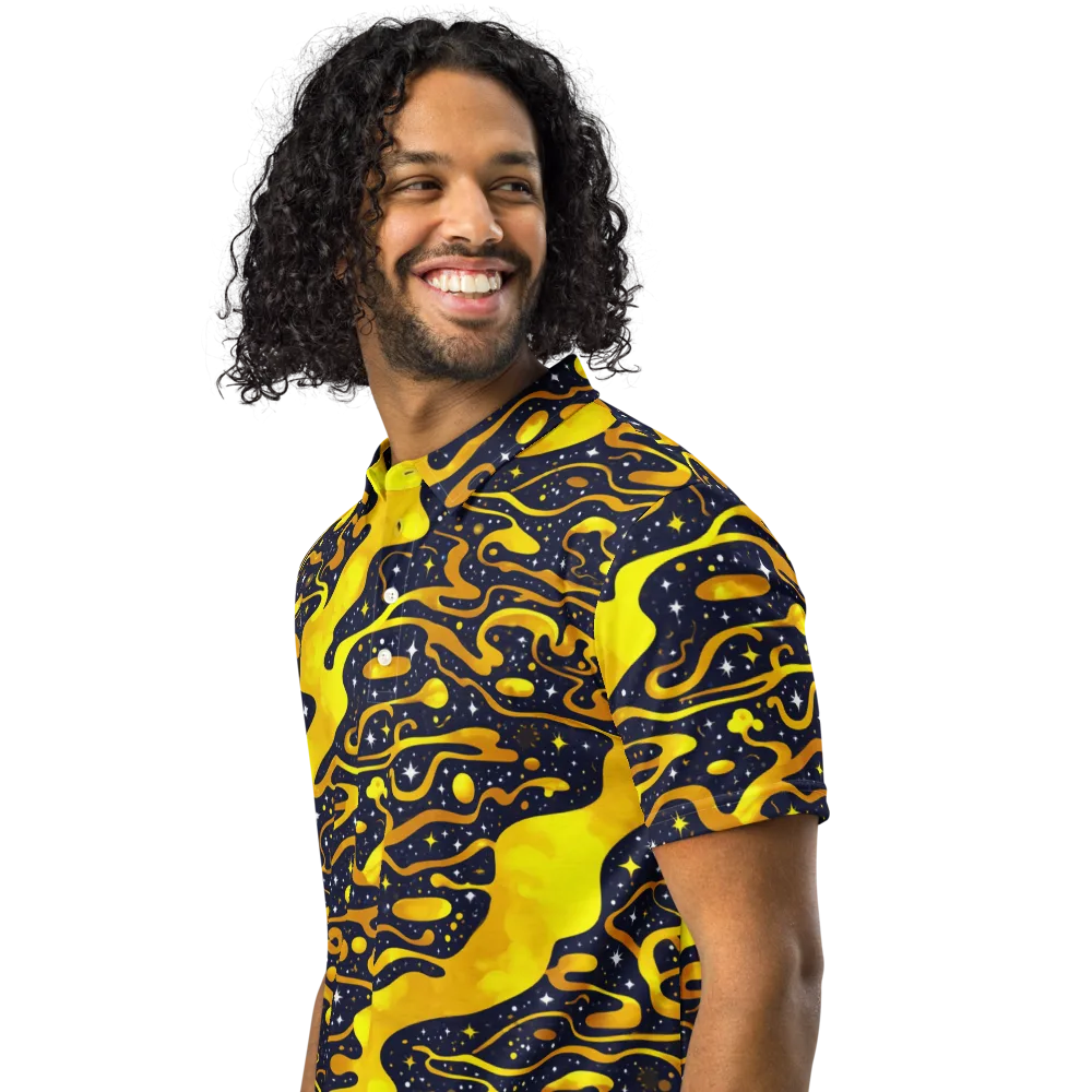 Gold Nebula on Men's Slim Fit Polo Shirt — Left Front