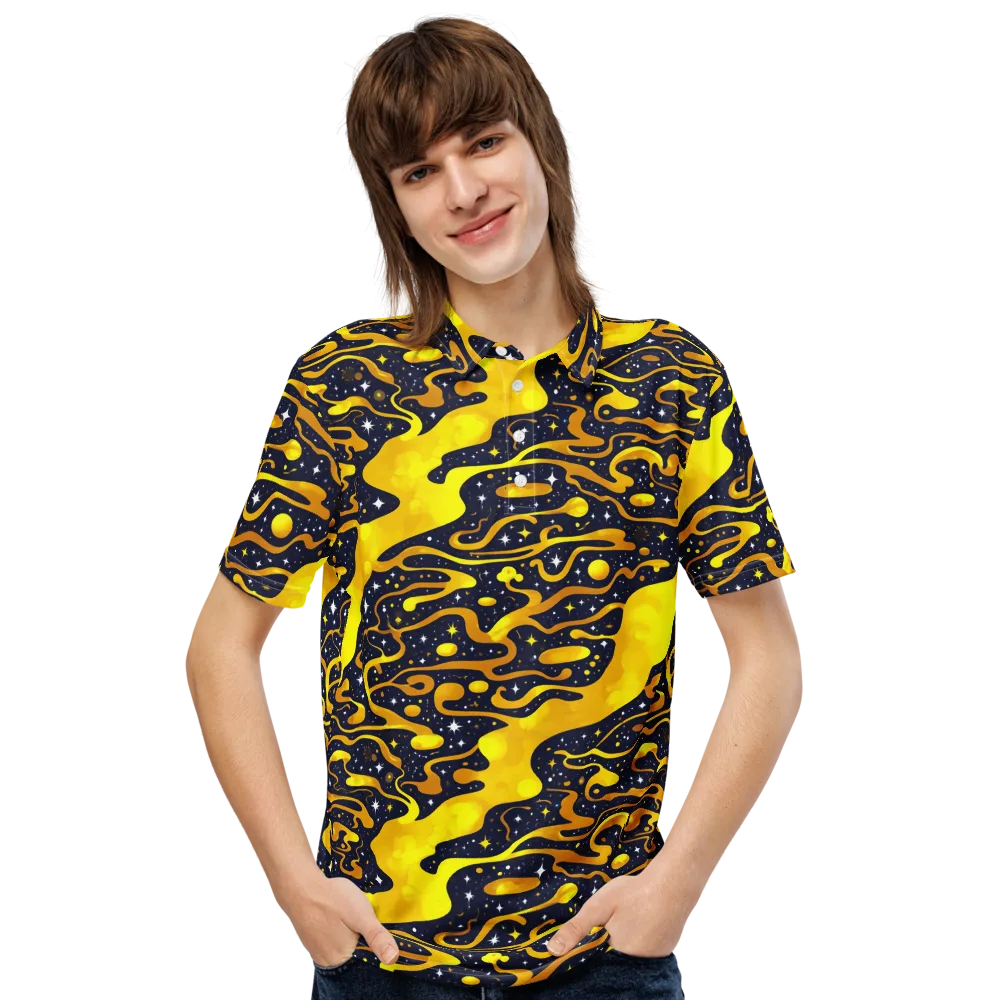 Gold Nebula on Men's Slim Fit Polo Shirt — Front