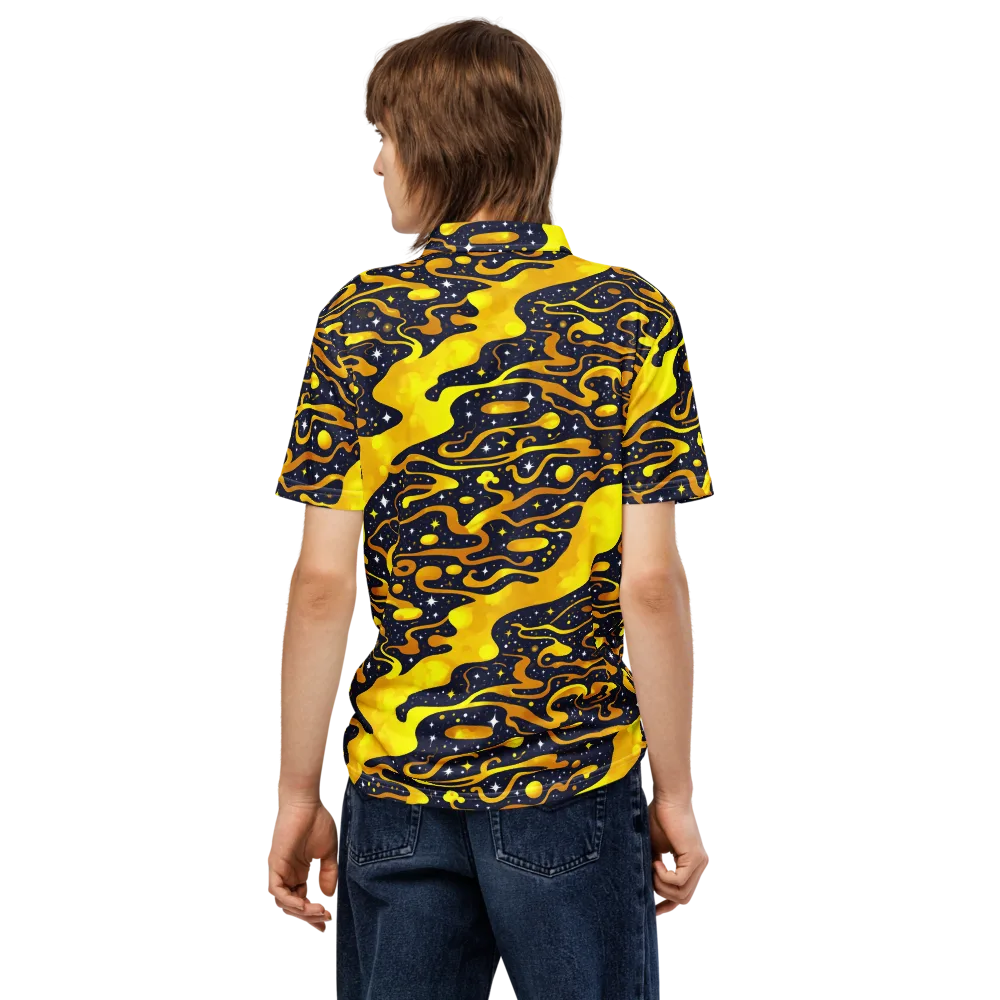 Gold Nebula on Men's Slim Fit Polo Shirt — Back