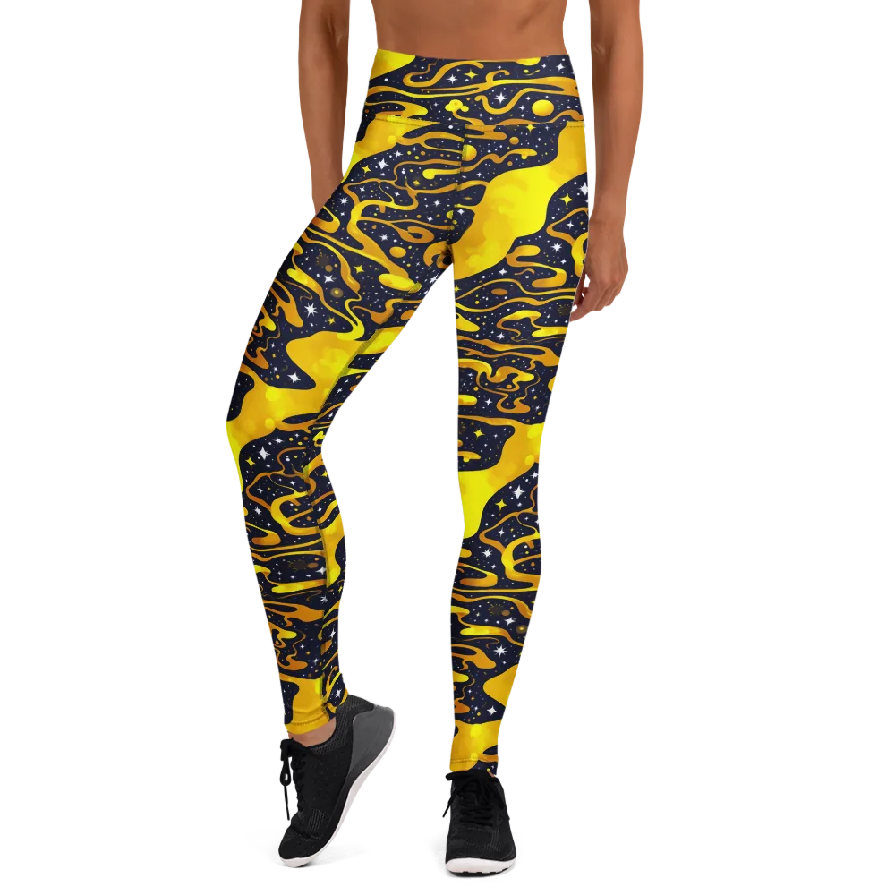 Gold Nebula on Yoga Leggings — Front
