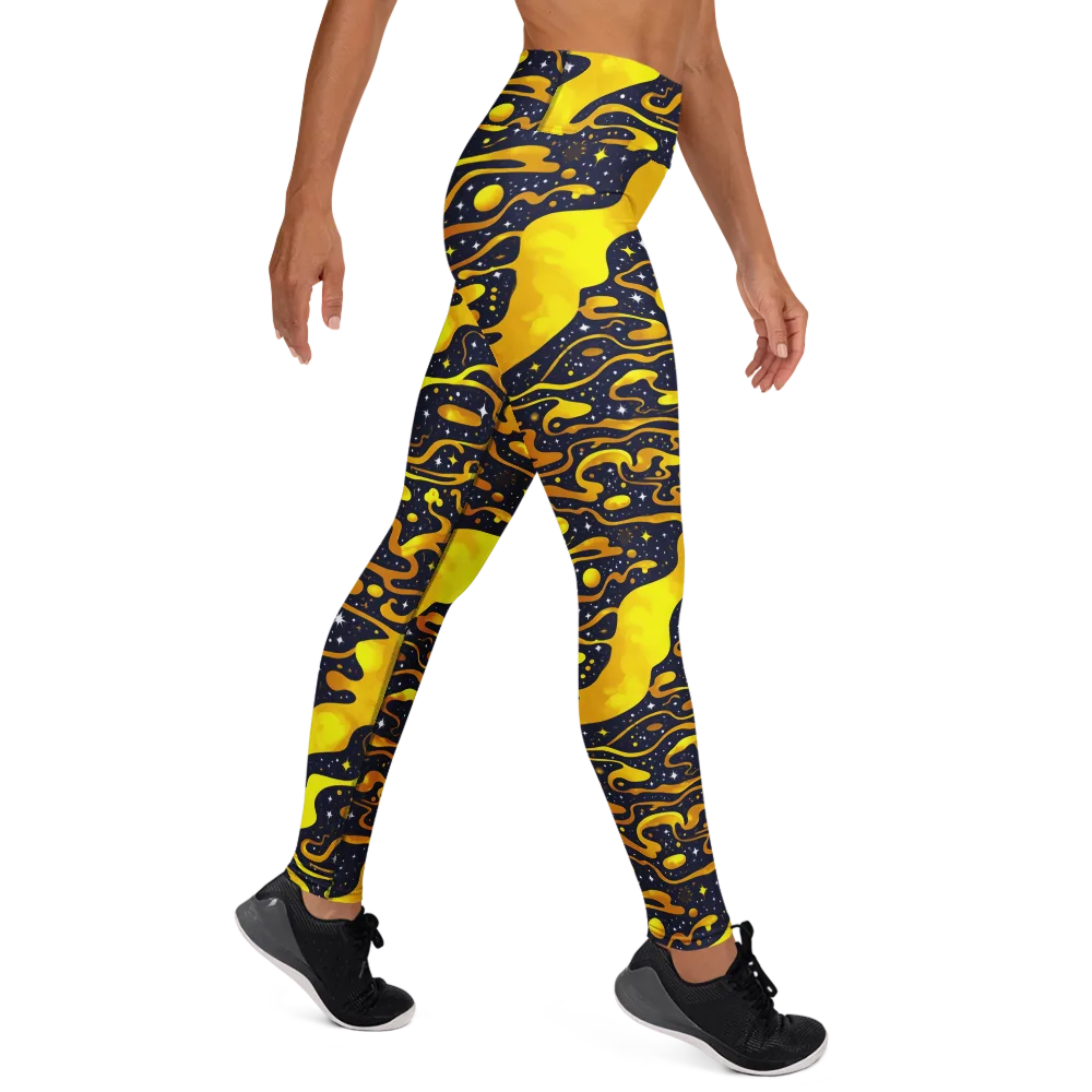Gold Nebula on Yoga Leggings — Right