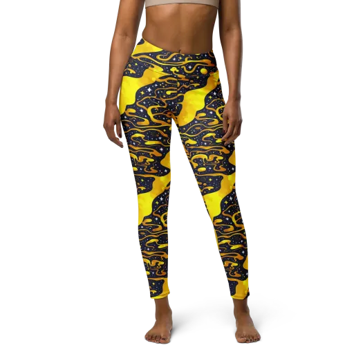 Gold Nebula on a Yoga Leggings