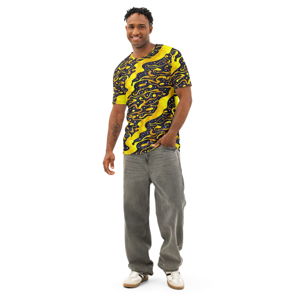 Gold Nebula on Men's Cotton Crew Neck T-Shirt — Front