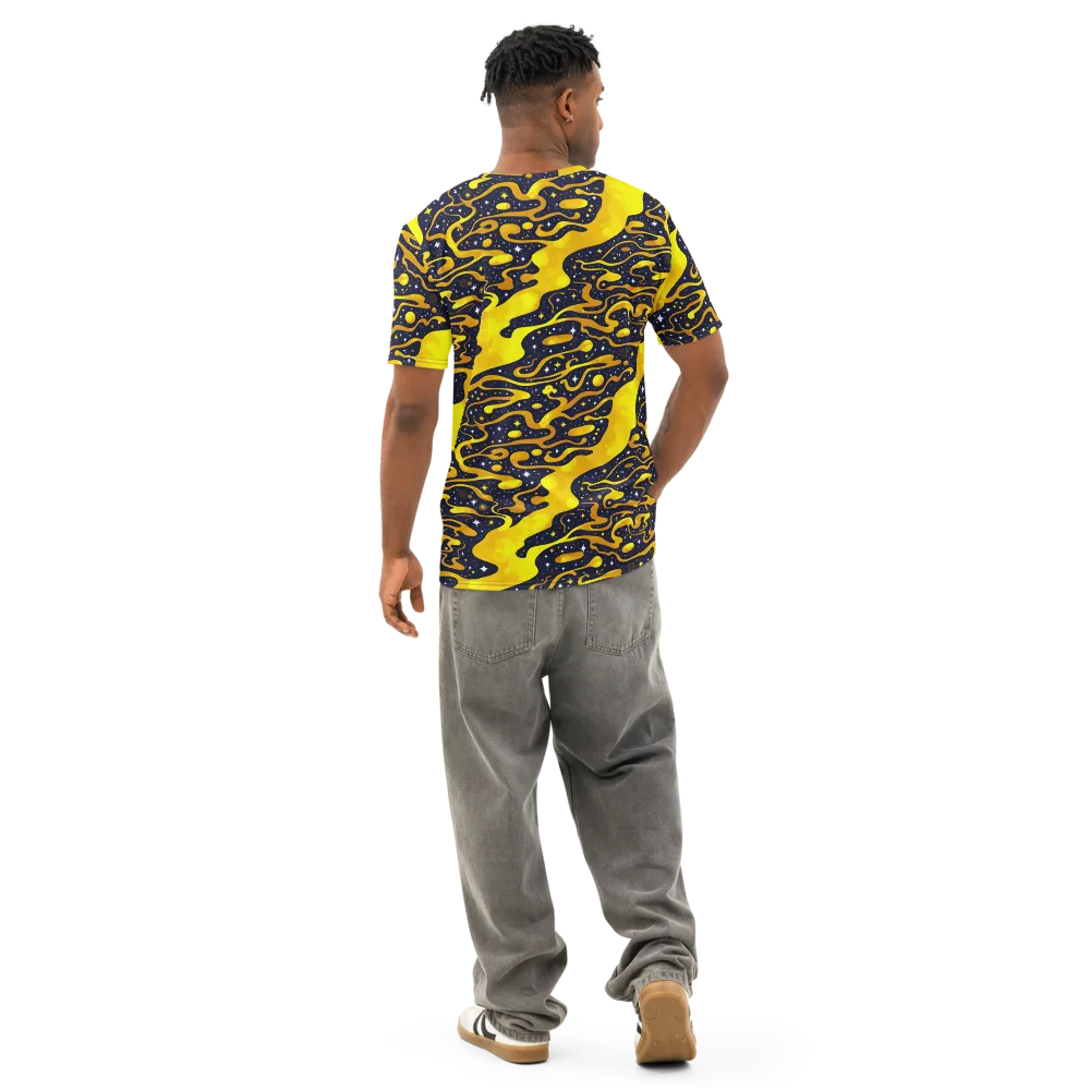 Gold Nebula on Men's Cotton Crew Neck T-Shirt — Back