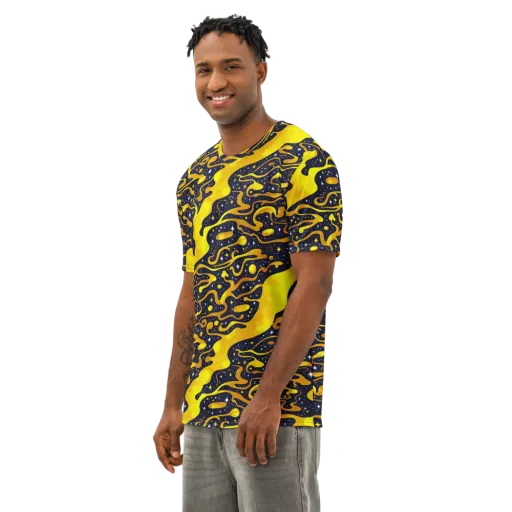 Gold Nebula on a Men's Cotton Crew Neck T-Shirt