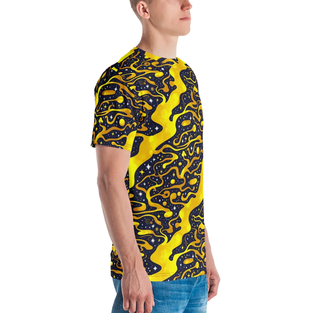 Gold Nebula on Men's Crew Neck T-Shirt — Right