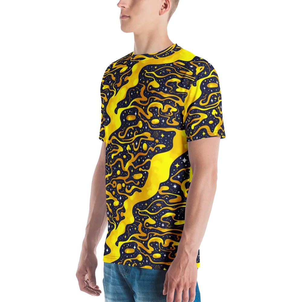 Gold Nebula on Men's Crew Neck T-Shirt — Left