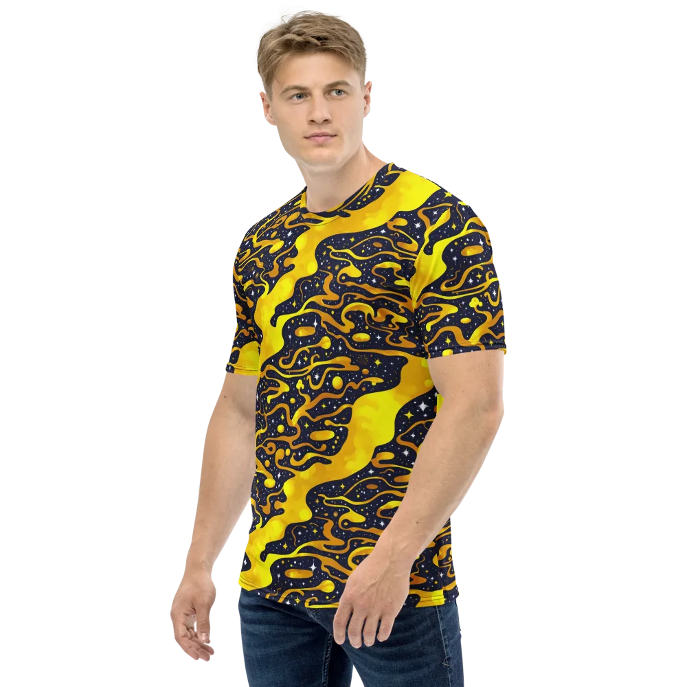 Gold Nebula on Men's Crew Neck T-Shirt — Left