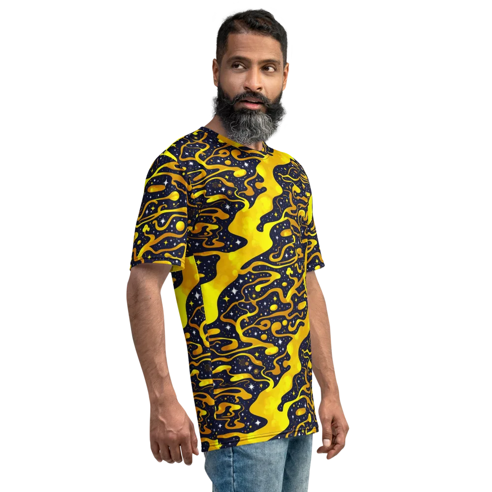 Gold Nebula on Men's Crew Neck T-Shirt — Right