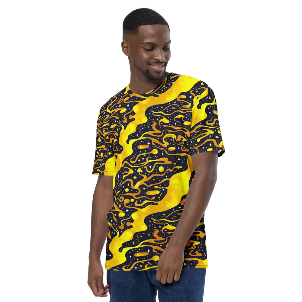 Gold Nebula on Men's Crew Neck T-Shirt — Left