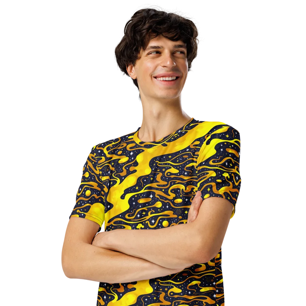 Gold Nebula on Men's Crew Neck T-Shirt — Left Front