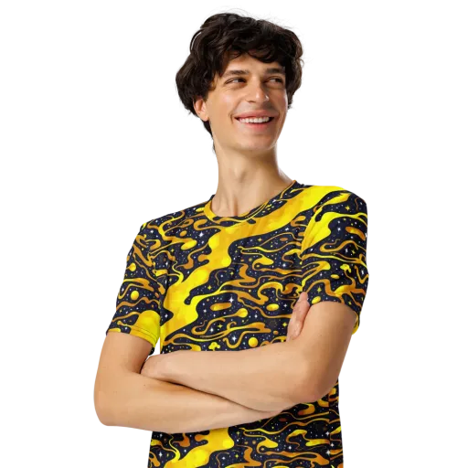 Gold Nebula on a Men's Crew Neck T-Shirt