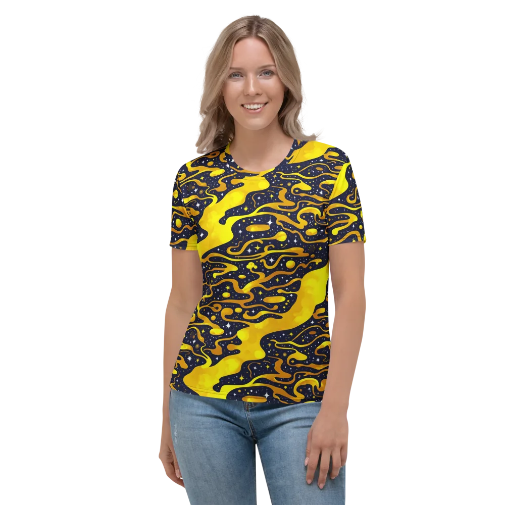Gold Nebula on Women's Crew Neck T-Shirt — Front