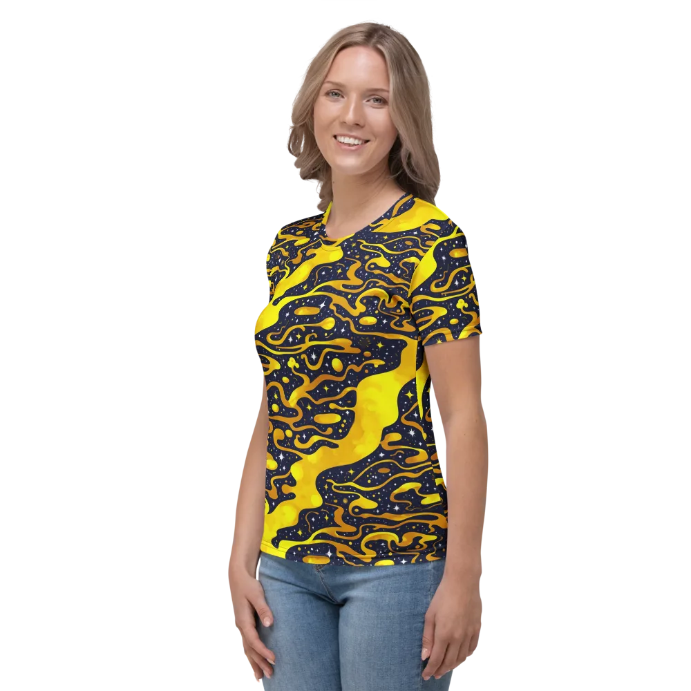 Gold Nebula on Women's Crew Neck T-Shirt — Left