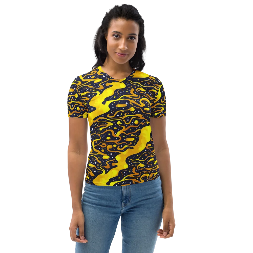 Gold Nebula on Women's Crew Neck T-Shirt — Front