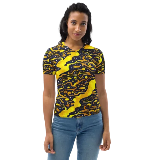 Gold Nebula on a Women's Crew Neck T-Shirt