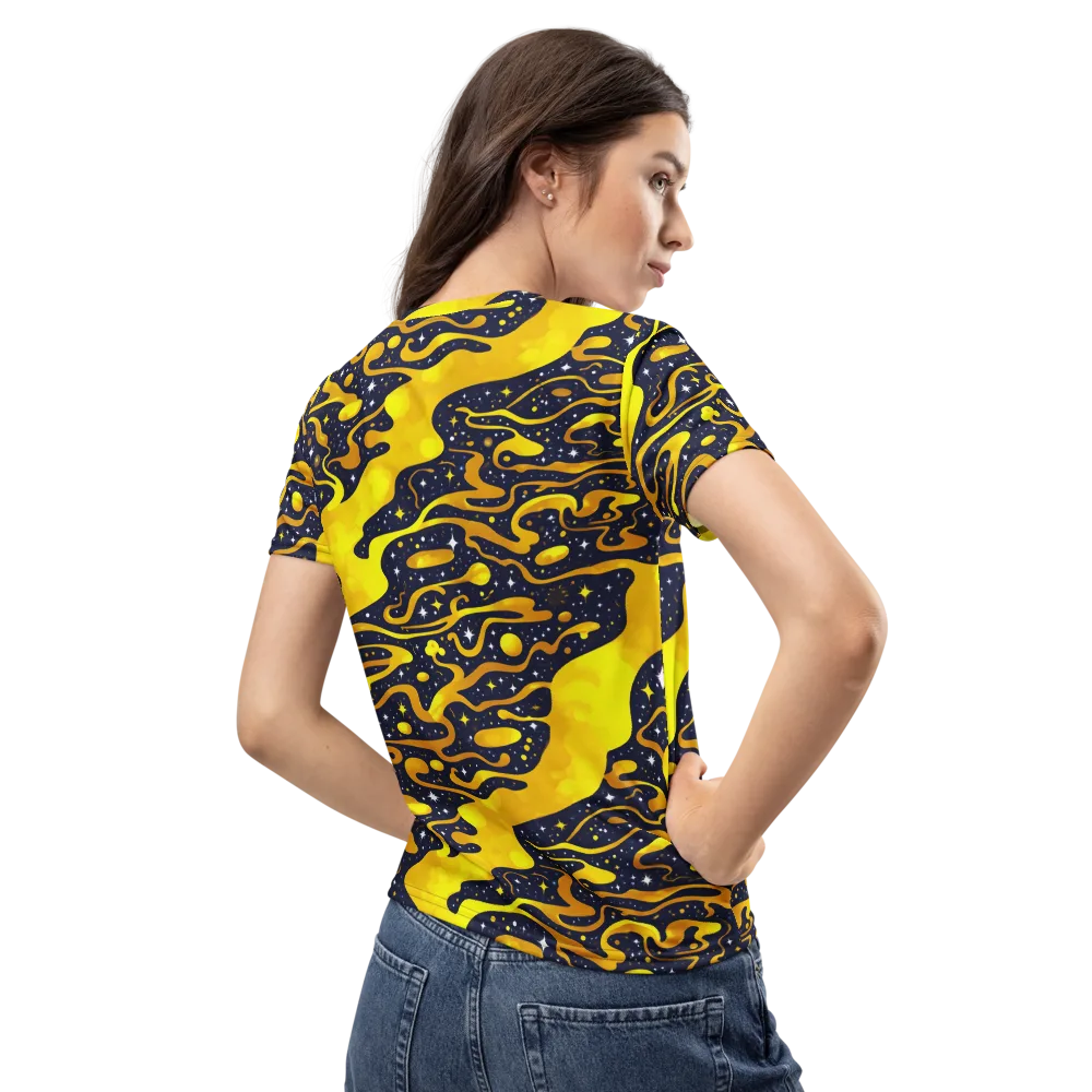Gold Nebula on Women's Crew Neck T-Shirt — Back