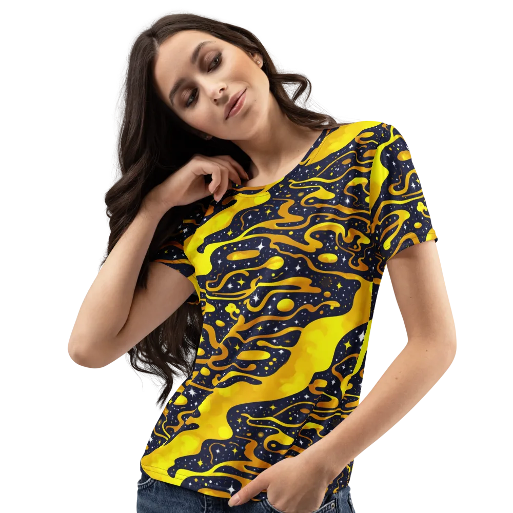 Gold Nebula on Women's Crew Neck T-Shirt — Left Front