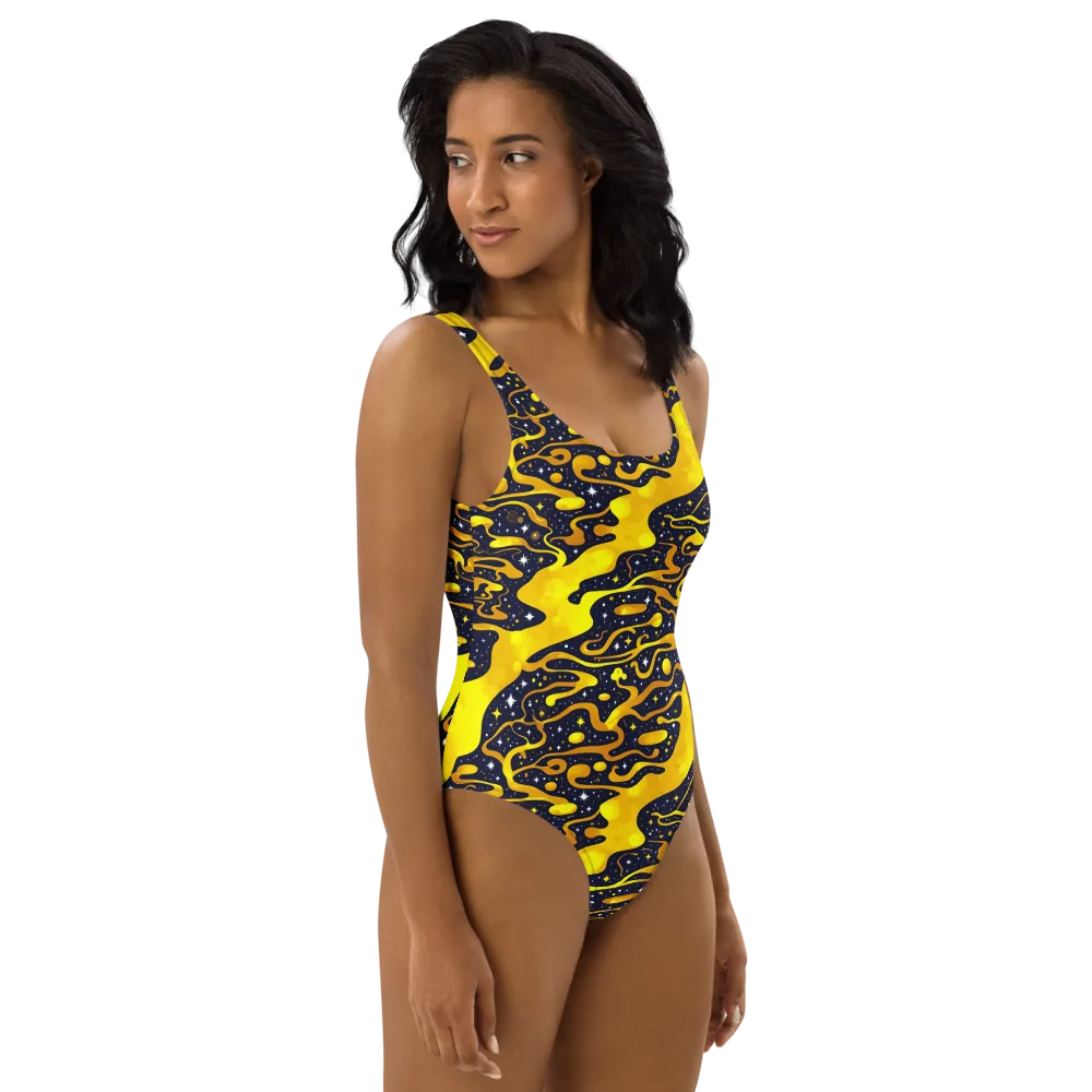 Gold Nebula on One-Piece Swimsuit — Right