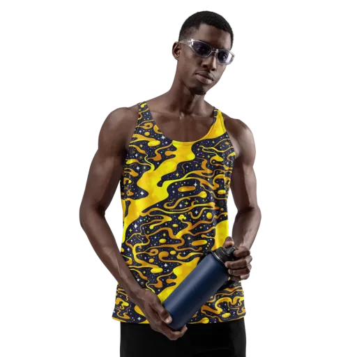 Gold Nebula on a Men's Tank Top