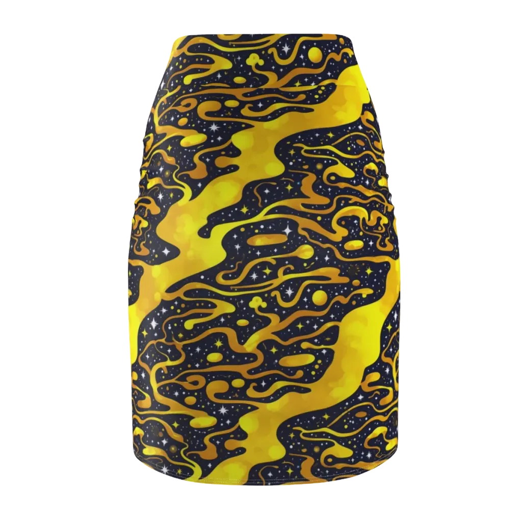 Gold Nebula on Pencil Skirt — Back