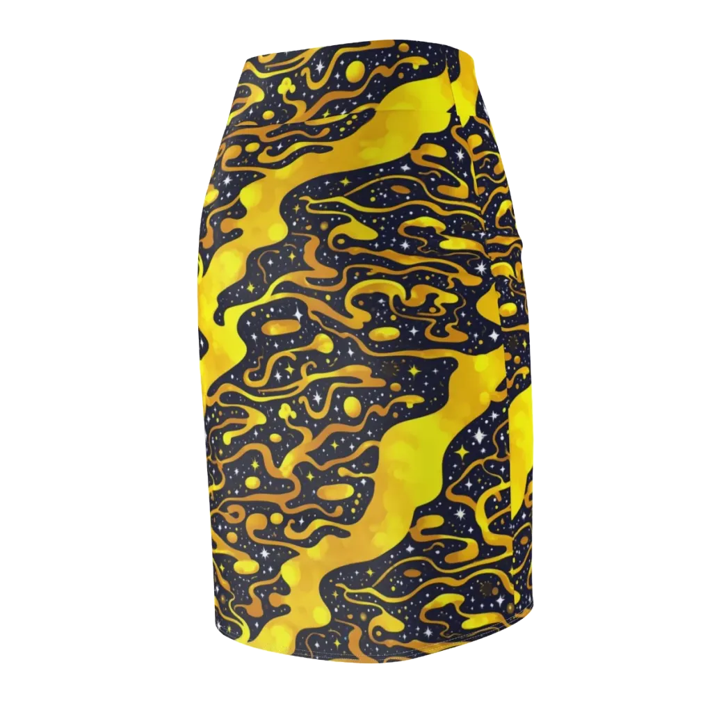 Gold Nebula on Pencil Skirt — Back Side