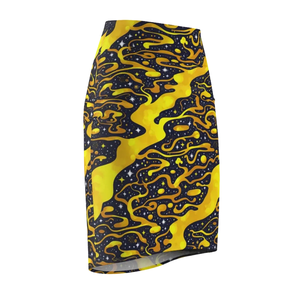 Gold Nebula on Pencil Skirt — Front Side