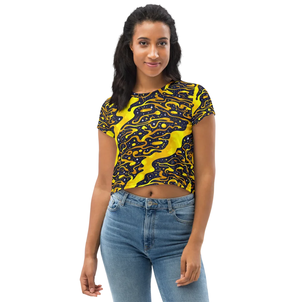 Gold Nebula on Crop Tee — Front