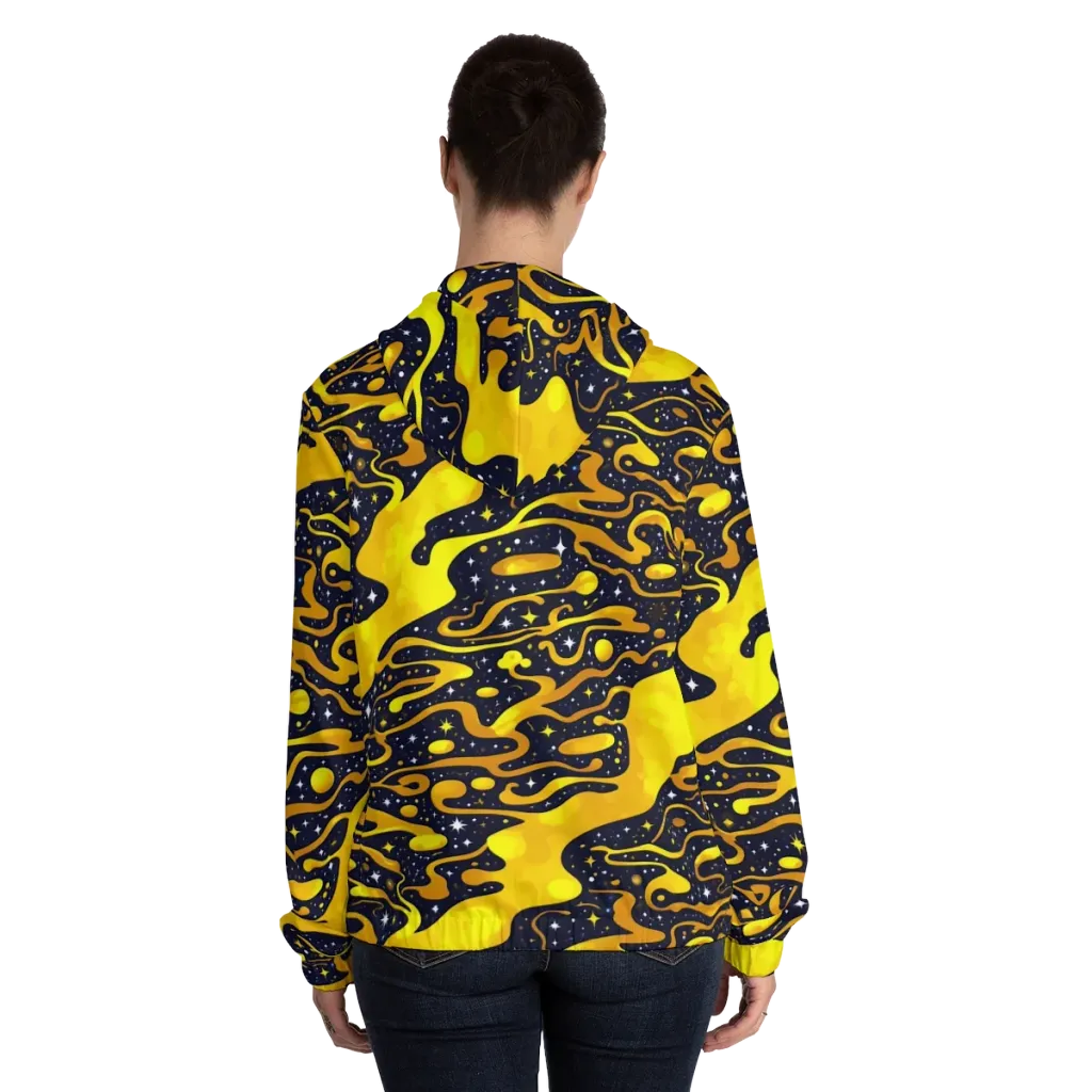 Gold Nebula on Women's Full-Zip Hoodie — Back On Person
