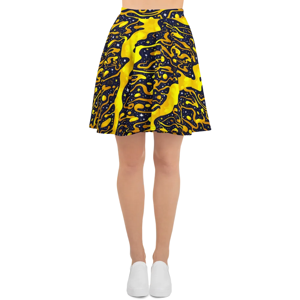 Gold Nebula on Skater Skirt — Front