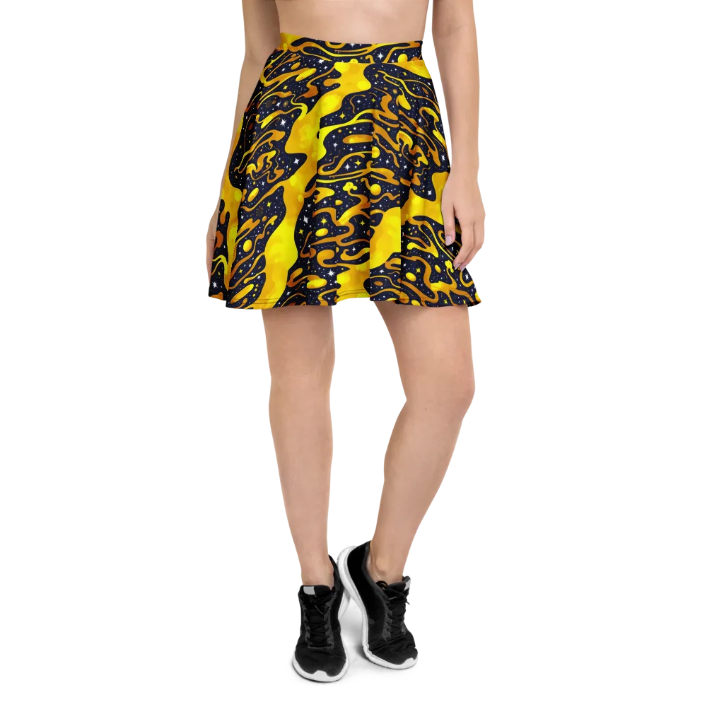 Gold Nebula on Skater Skirt — Front