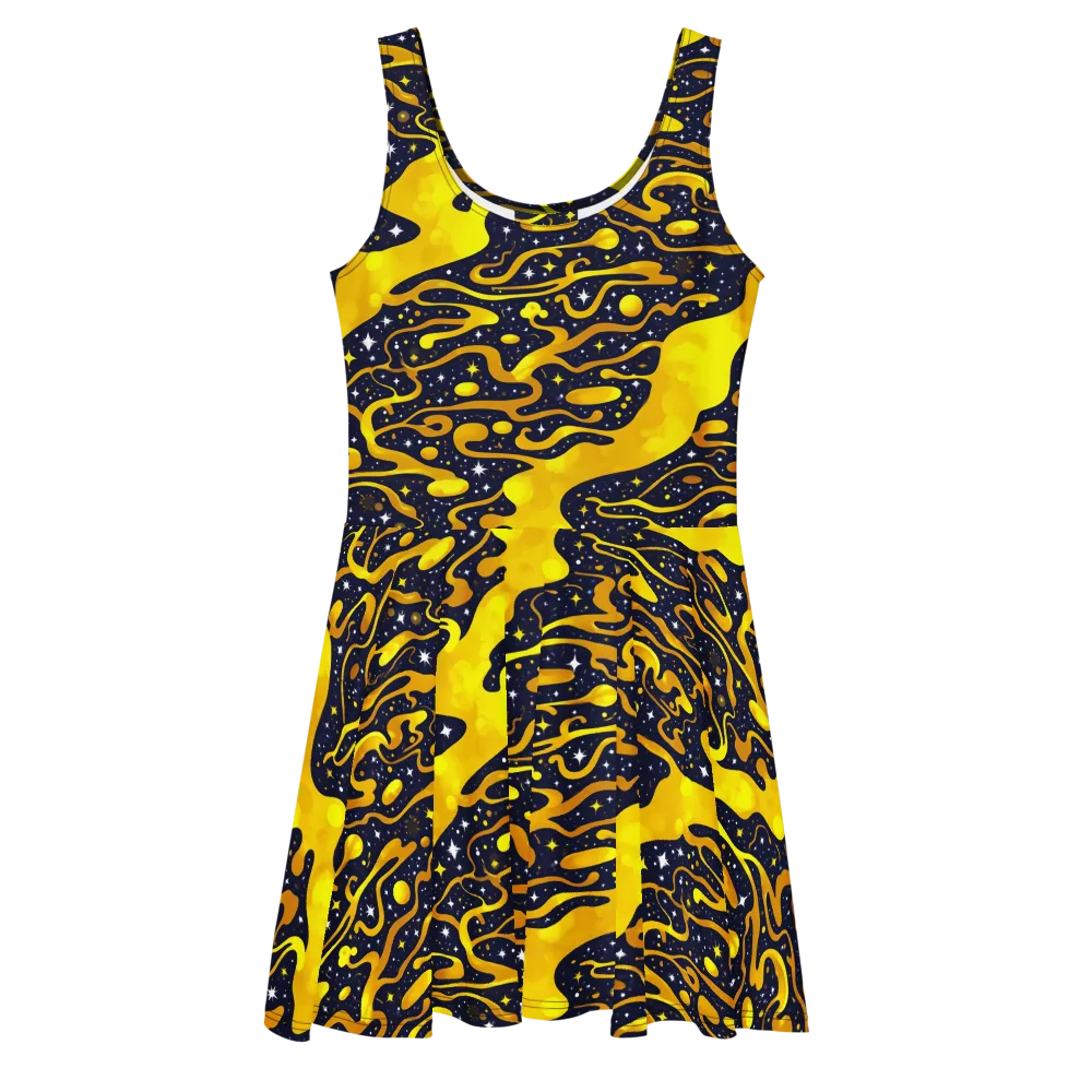 Gold Nebula on Skater Dress — Front
