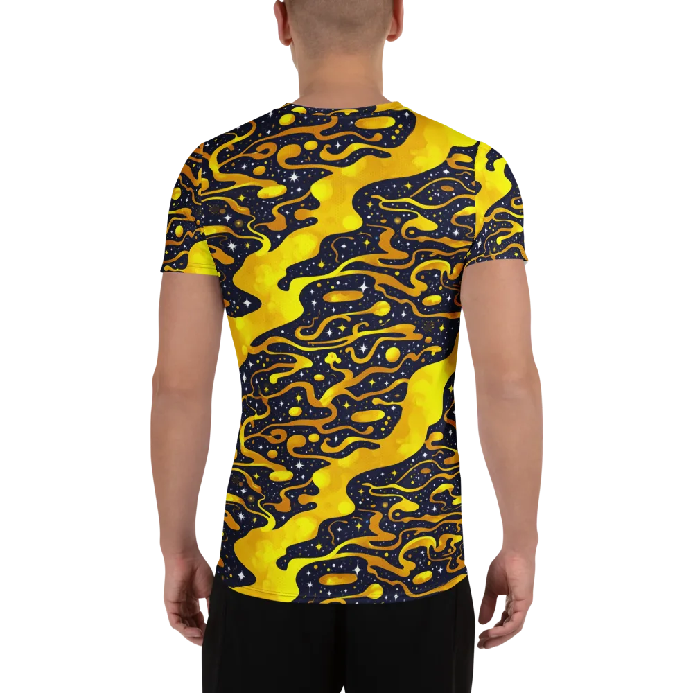 Gold Nebula on Men's Athletic T-Shirt — Back