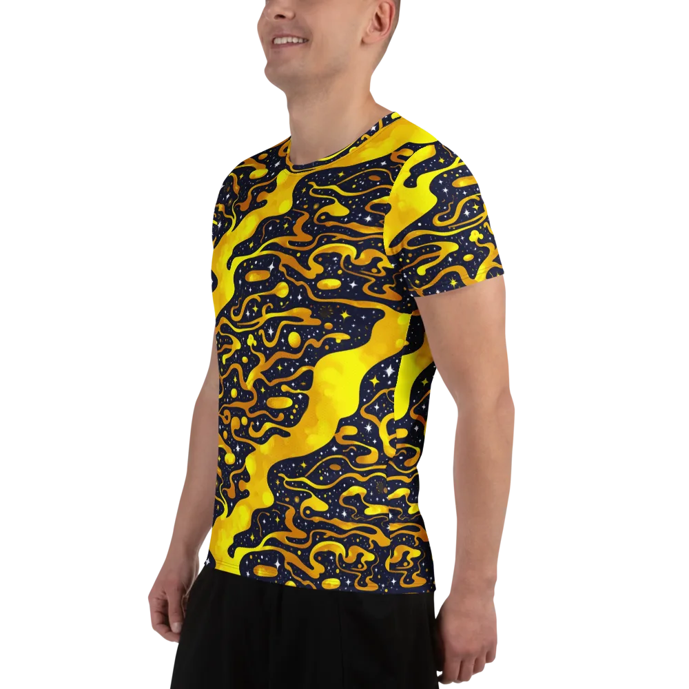 Gold Nebula on Men's Athletic T-Shirt — Left