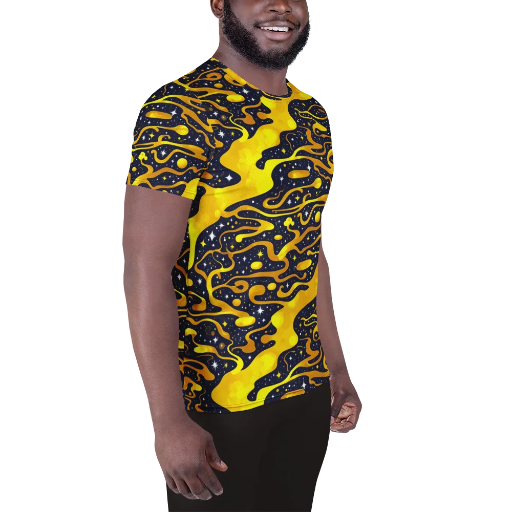Gold Nebula on Men's Athletic T-Shirt — Right